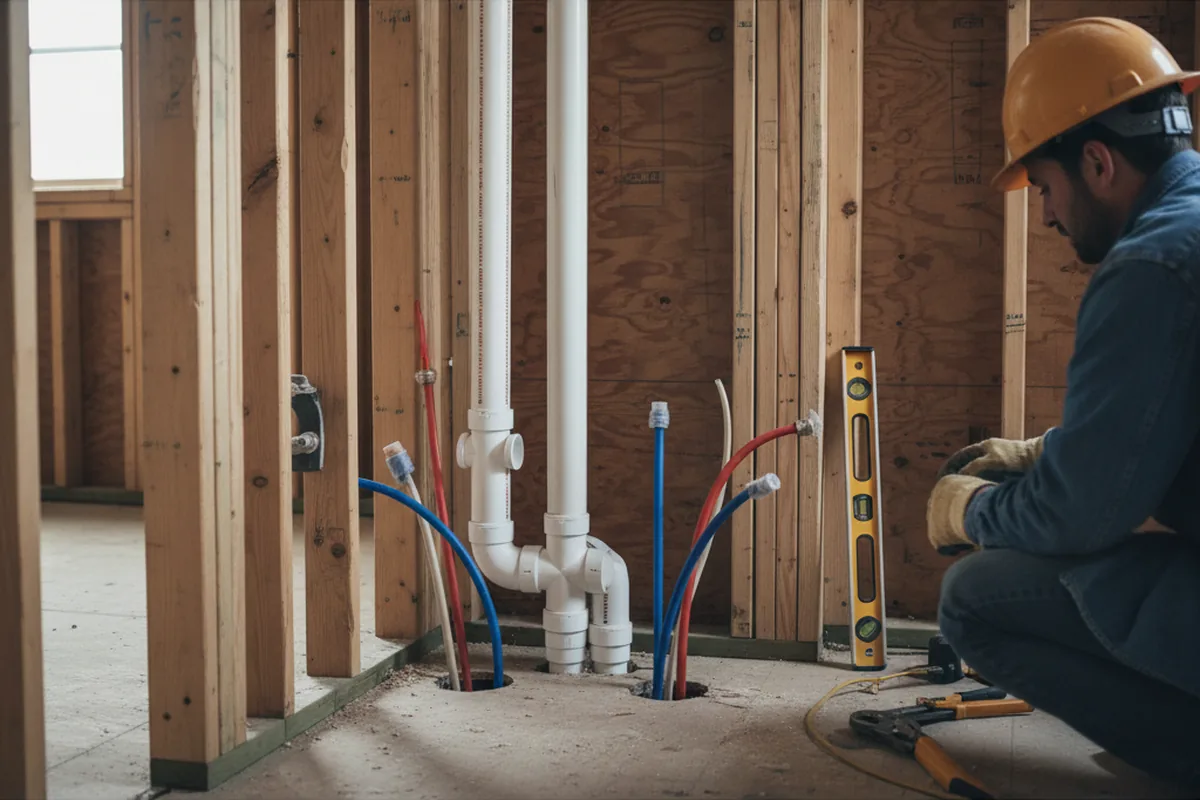 Drain and supply rough-in during Leak Detection in Goodfield